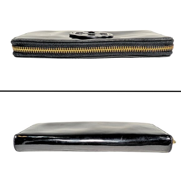 Tory Burch Black Patent Leather Large Zippy Continental Wallet w/Logo - Picture 3 of 10